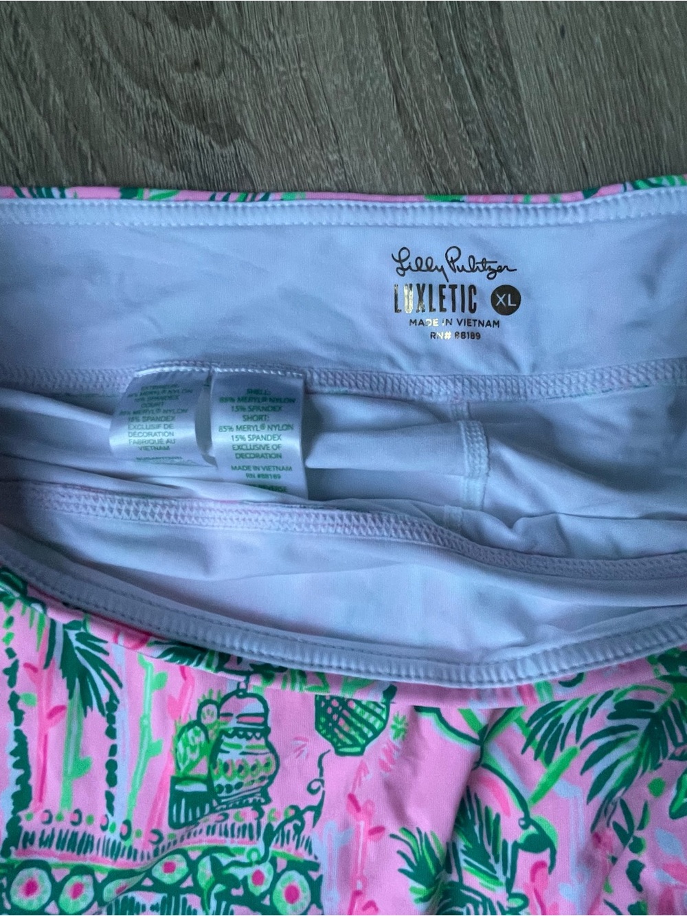 Lilly Pulitzer Luxletic Pink Fern Ruffle Skort Always Worth It Mandevilla XL - Picture 2 of 4